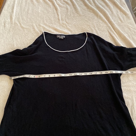 Vince black 100% cotton stretchy scooped neck thin oversized sweater top - Picture 7 of 11